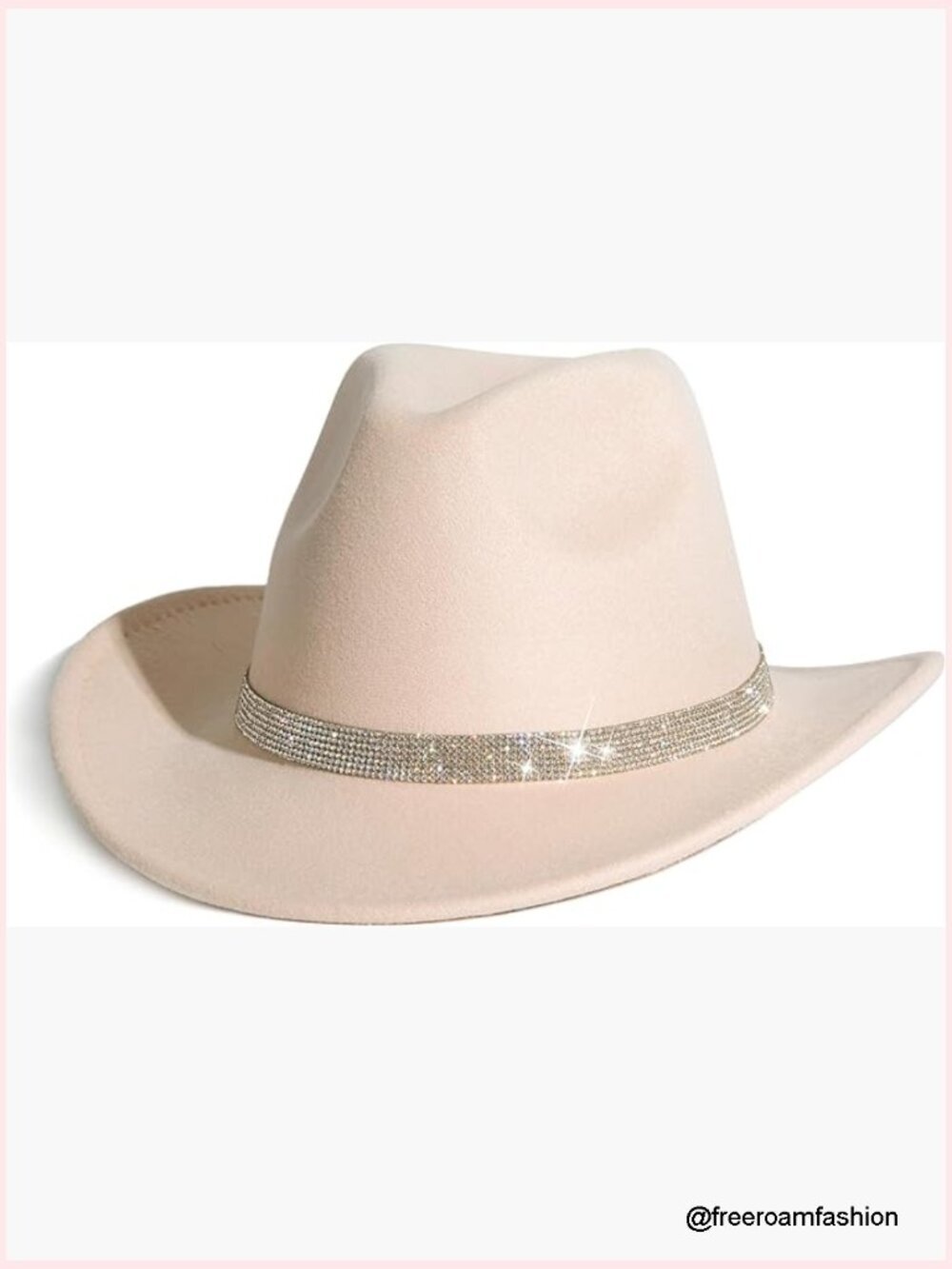 Western Cowboy Hat with Rhinestone Diamond Buckle Belt Fedora Unisex Western